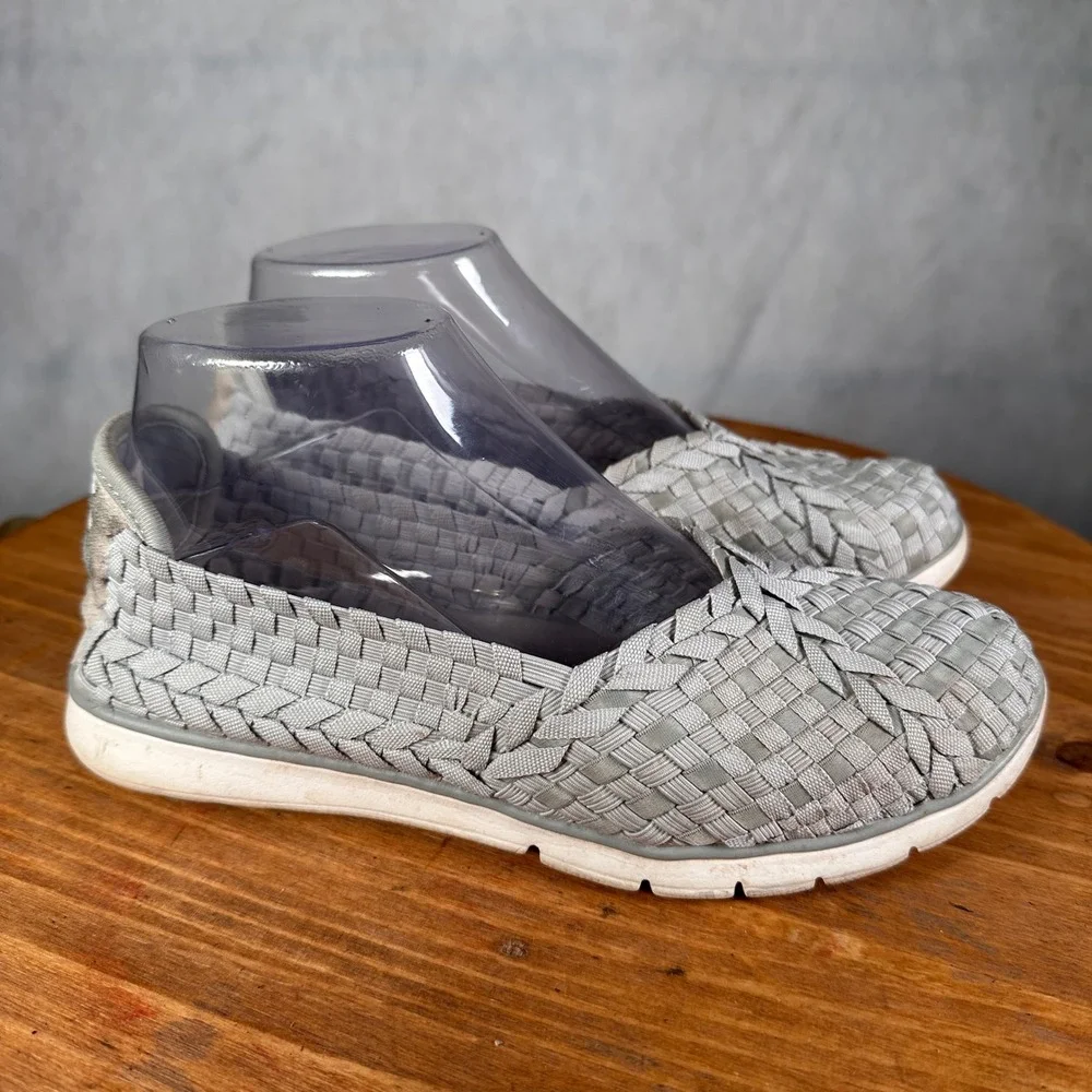 Skechers Woven Slip On Shoes Women 7 Grey Good Memory Foam 30950R Basketweave